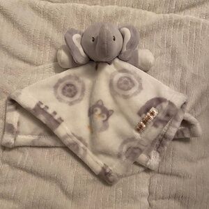 Blankets & Beyond Elephant White Grey Owl Plush Baby Security Blanket
